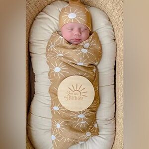 miaoberry 100% organic cotton baby muslin swaddle Golden Sunrays in must…